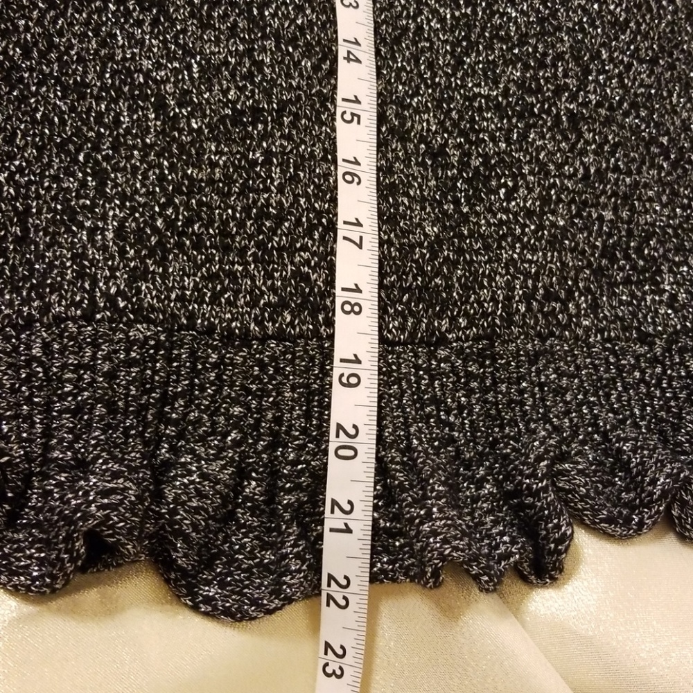 Ruby Rd. Shimmery Silver & Black Ruffled Sweater - Picture 4 of 8
